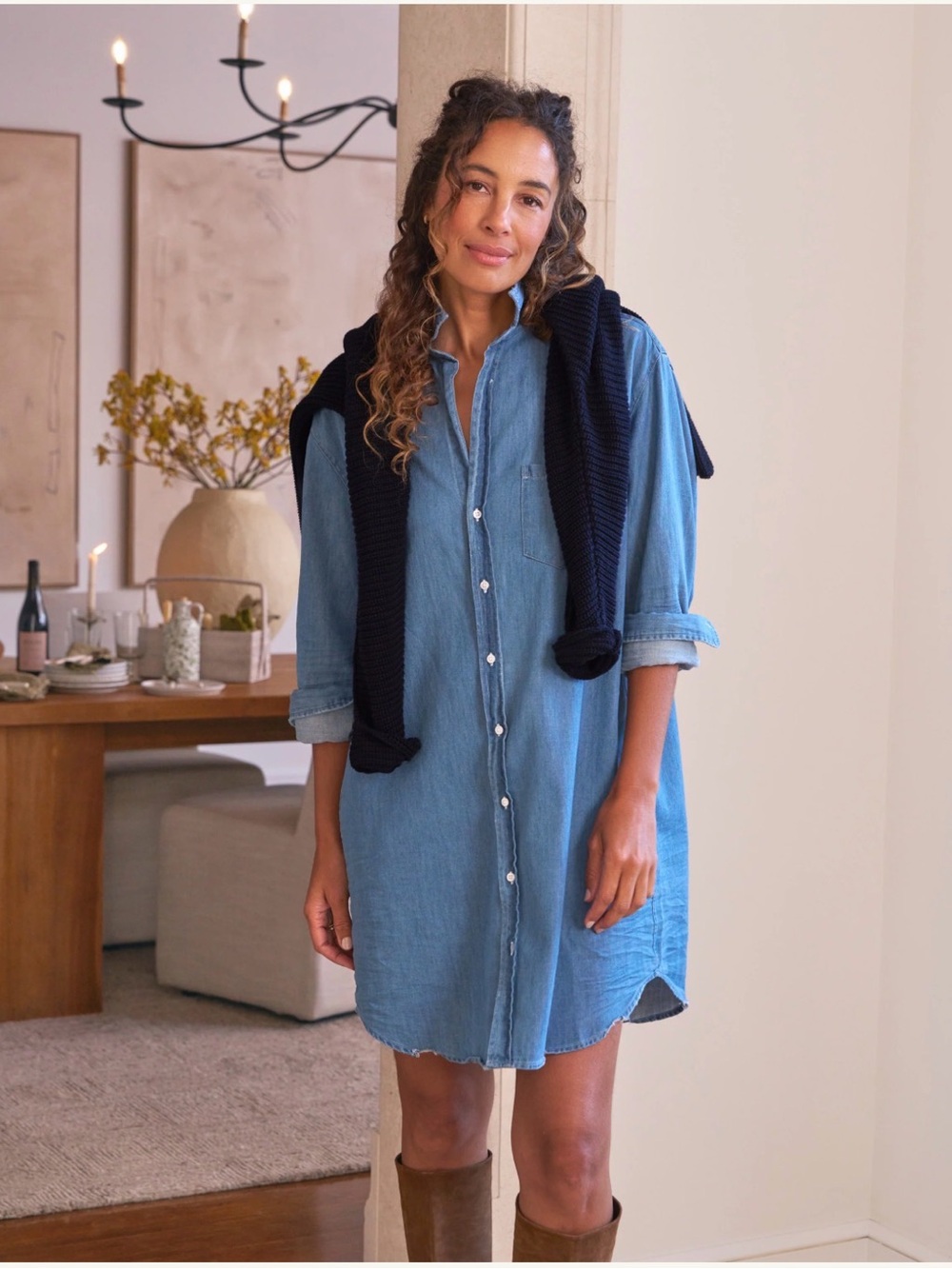 Frank and Eileen Mary Classic Denim Shirtdress Vintage Stonewashed Indigo XS